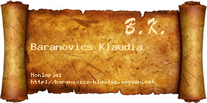 Baranovics Klaudia névjegykártya